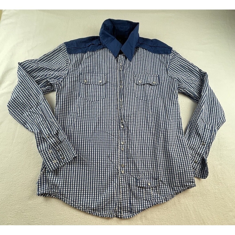 Blac Label Pearl Snap Button Up Shirt Size XL Graphics Blue